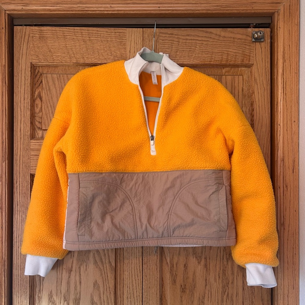 Fabletics Orange and tab Half-Zip Pullover Fleece